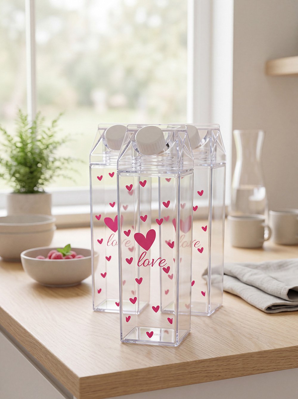 Drinkfles 500 ml Transparant Kunststof Hartjes
