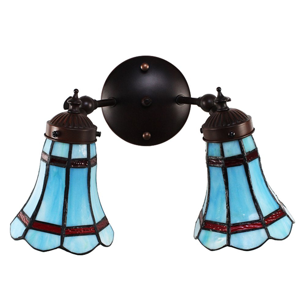 Wandlamp Tiffany 30x23x23 CM Blauw Rood Glas Muurlamp