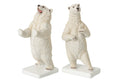 J-Line Boekensteunen beer - polyresin - wit - set van 2