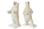 J-Line Boekensteunen beer - polyresin - wit - set van 2