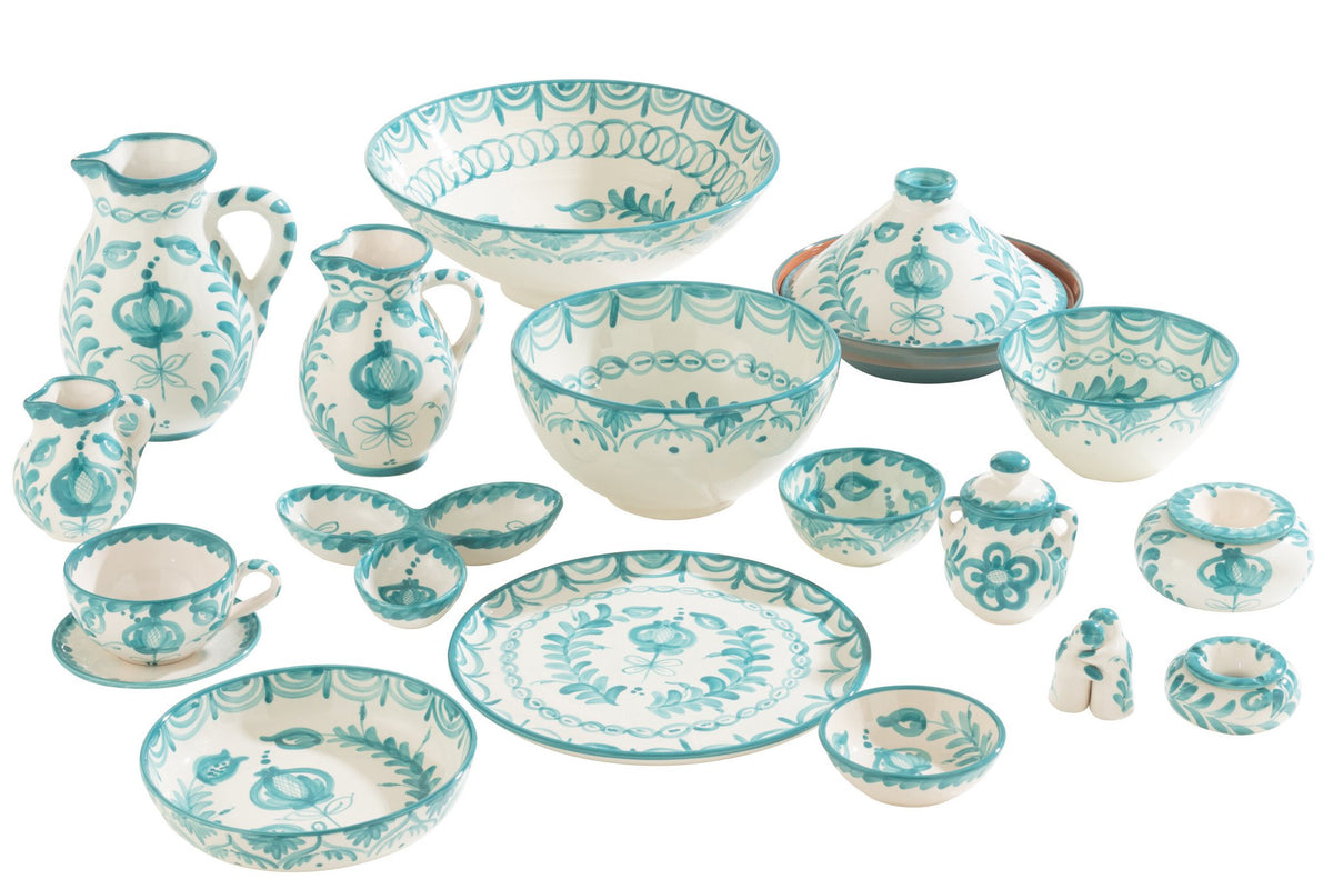 J-Line asbak Granada - keramiek - wit/aqua - large
