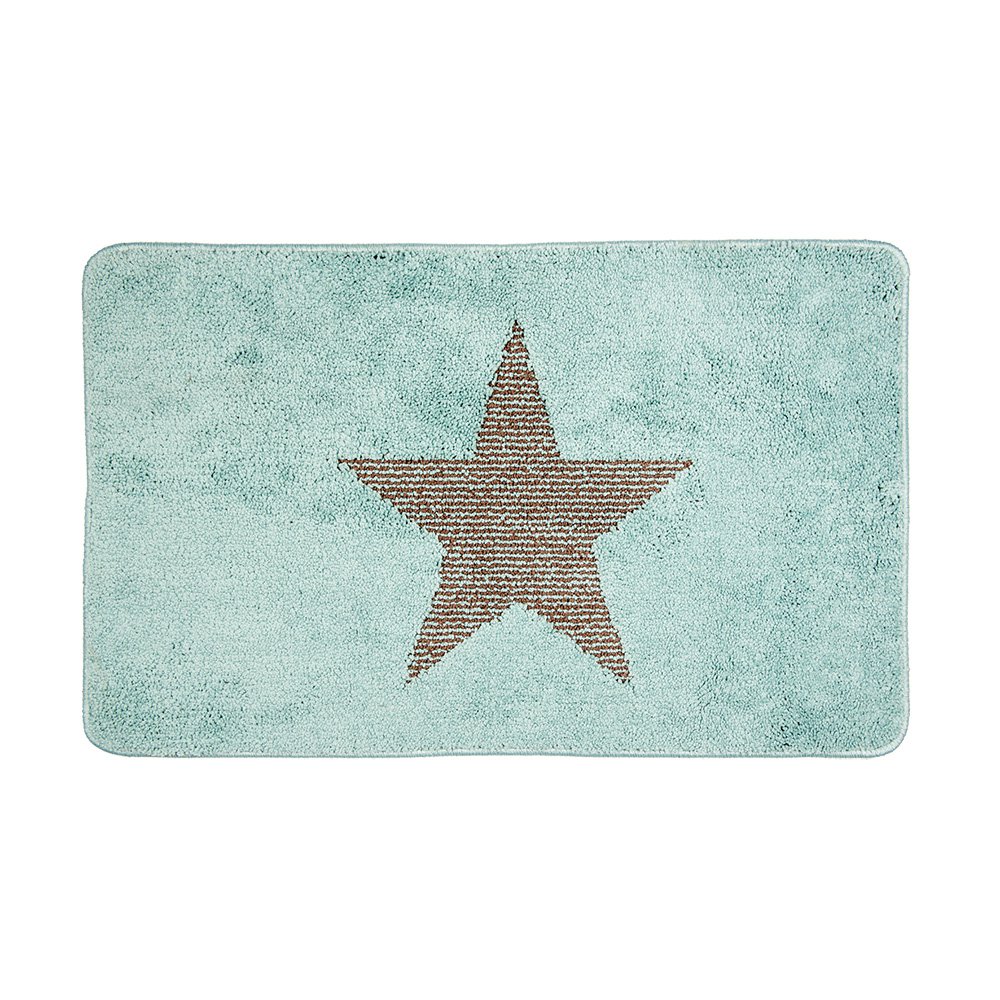 Badmat 78x48x1 cm Blauw Polyester Ster