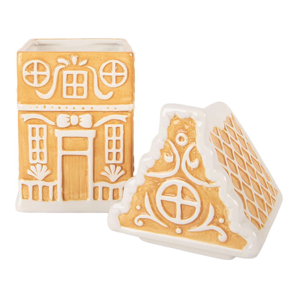 Voorraadpot Deksel Gingerbread house 13x11x24 cm Bruin Keramiek