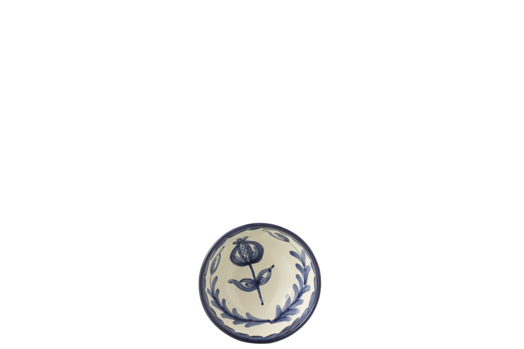 J-Line kom Granada High - keramiek - wit/blauw - small - Ø 14 cm