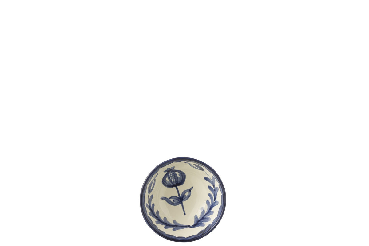 J-Line kom Granada High - keramiek - wit/blauw - small - Ø 14 cm