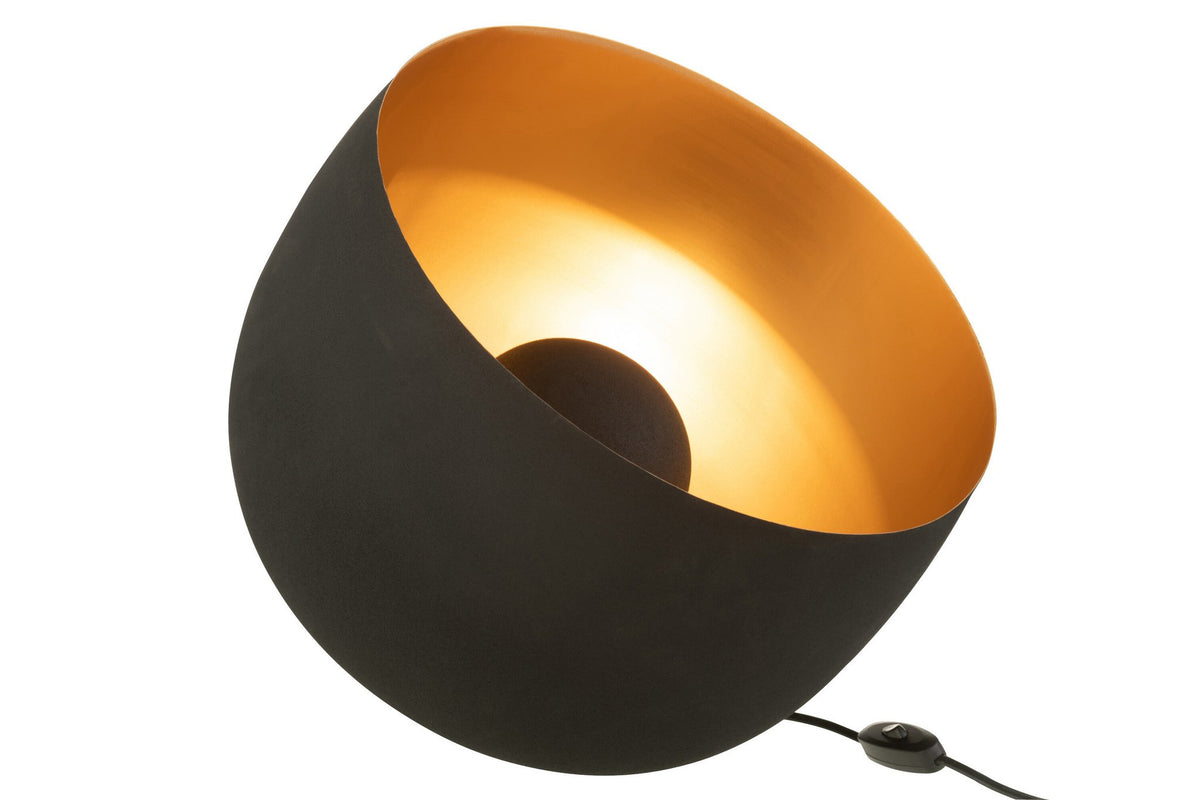 J-Line tafellamp Rond - metaal - zwart/goud - large
