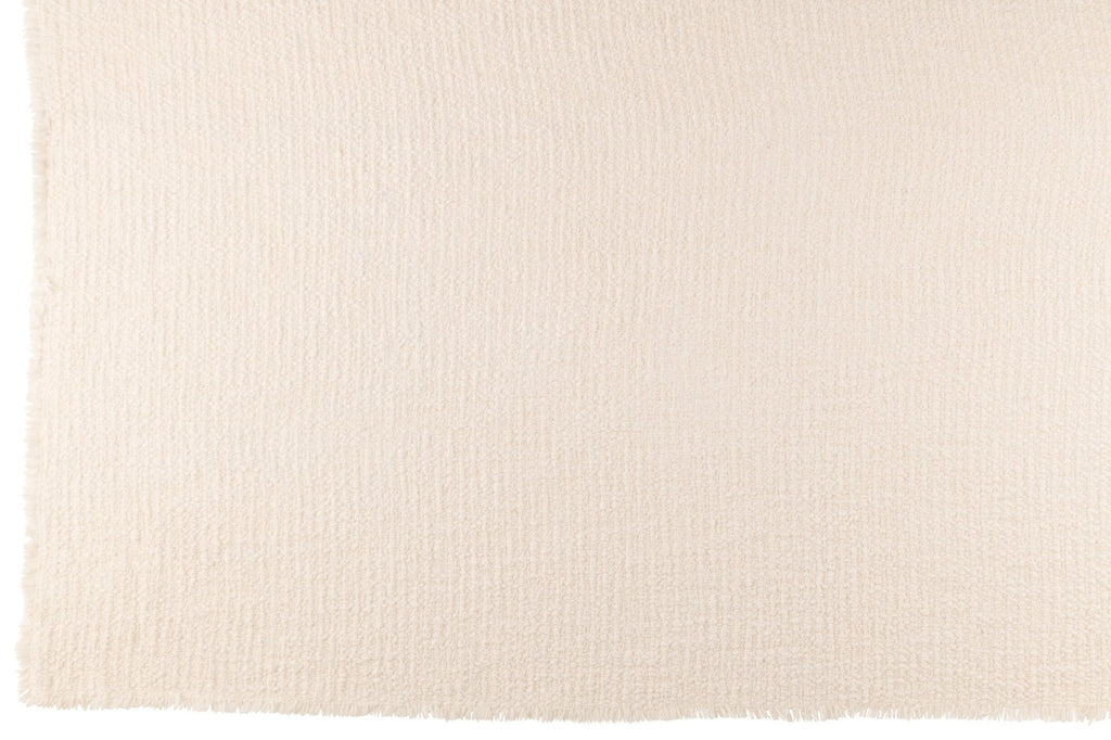 J-Line Plaid gerafelde randen - katoen/polyester - wit - 180 x 130 cm