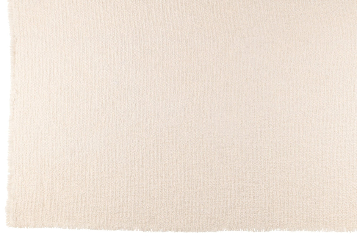 J-Line Plaid gerafelde randen - katoen/polyester - wit - 180 x 130 cm