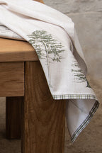 Theedoek 50x70 cm Beige Groen Katoen Dennenbomen