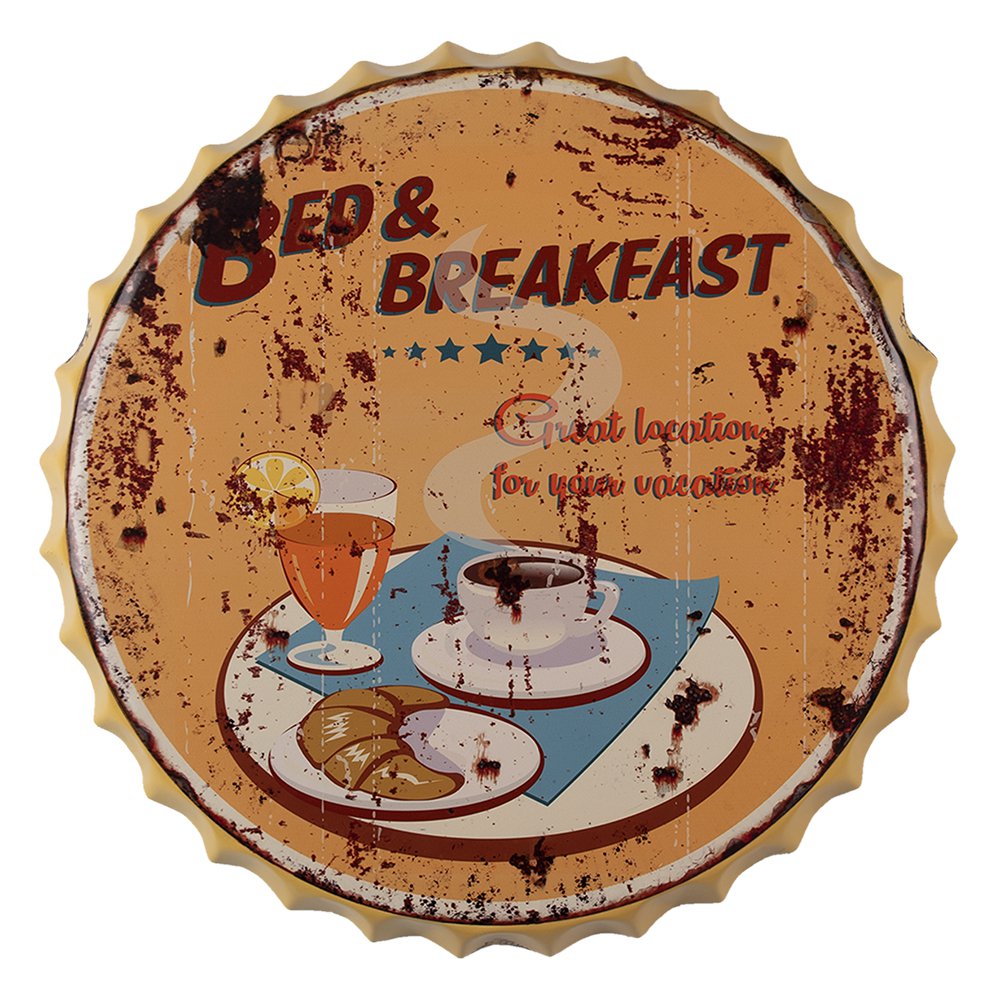 Tekstbord Ø 50 cm Geel IJzer Wandbord
