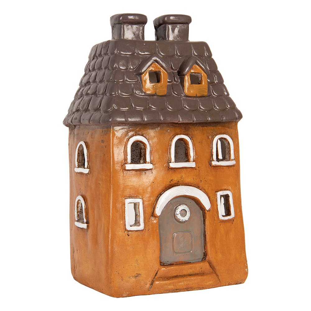 Waxinelichthouder Huis 23x17x37 cm Oranje Keramiek