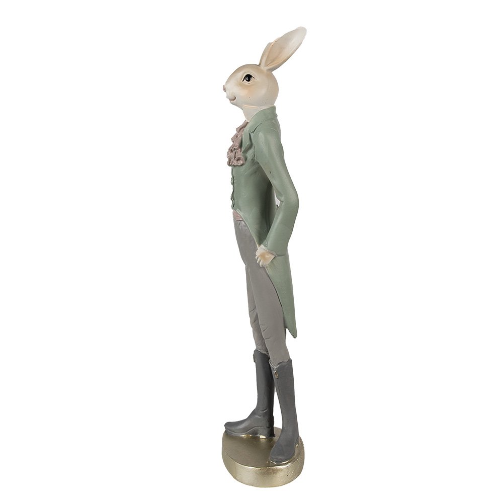 Beeld Konijn 20 cm Beige Groen Polyresin Paasdecoratie