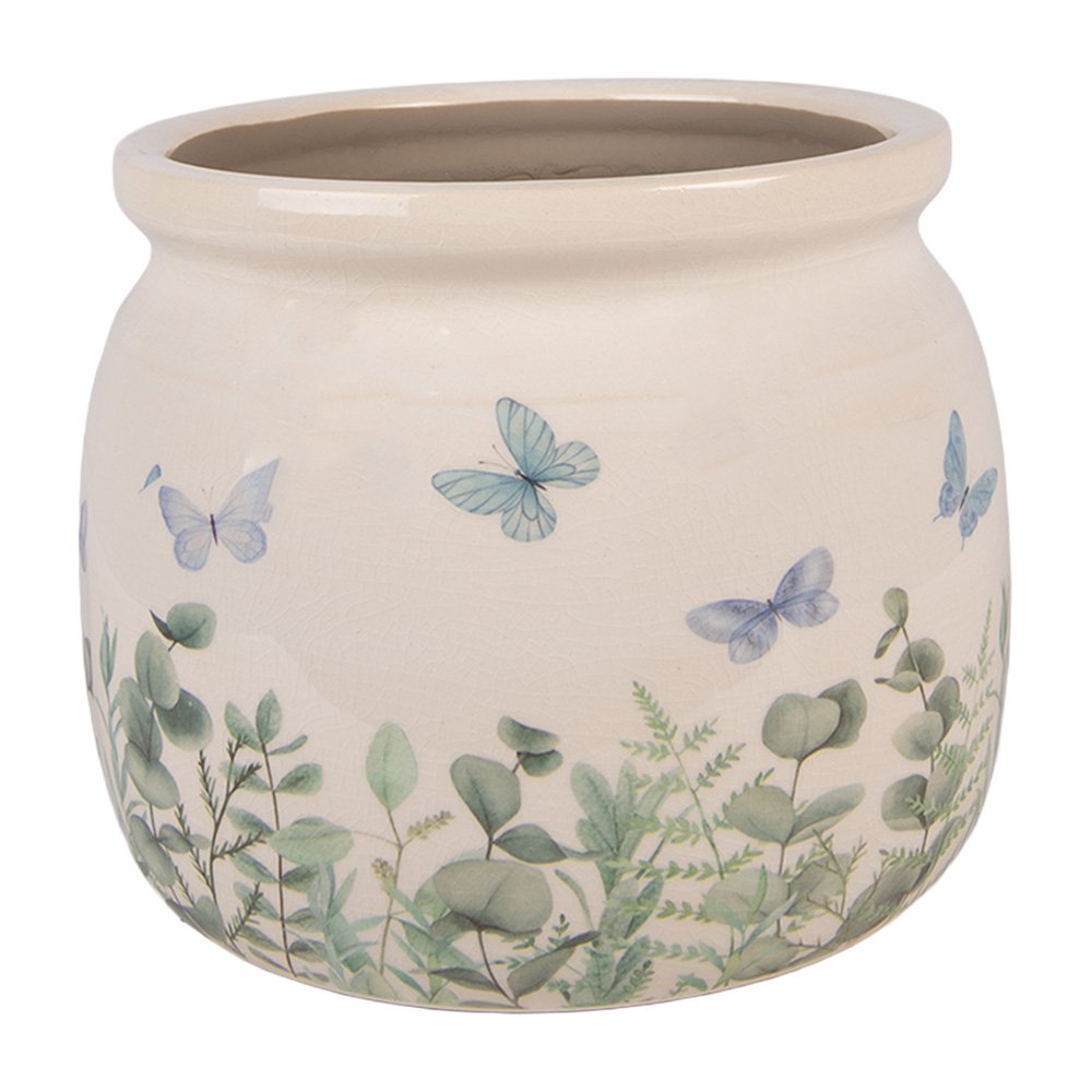 Bloempot Beige Keramiek Vlinders