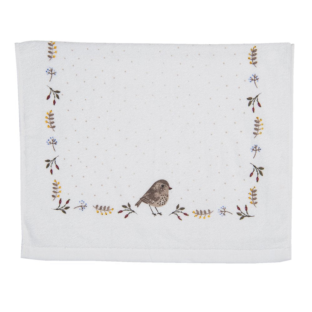 Gastendoekje 40x66 cm Beige Bruin Katoen Vogel Toilet Handdoek