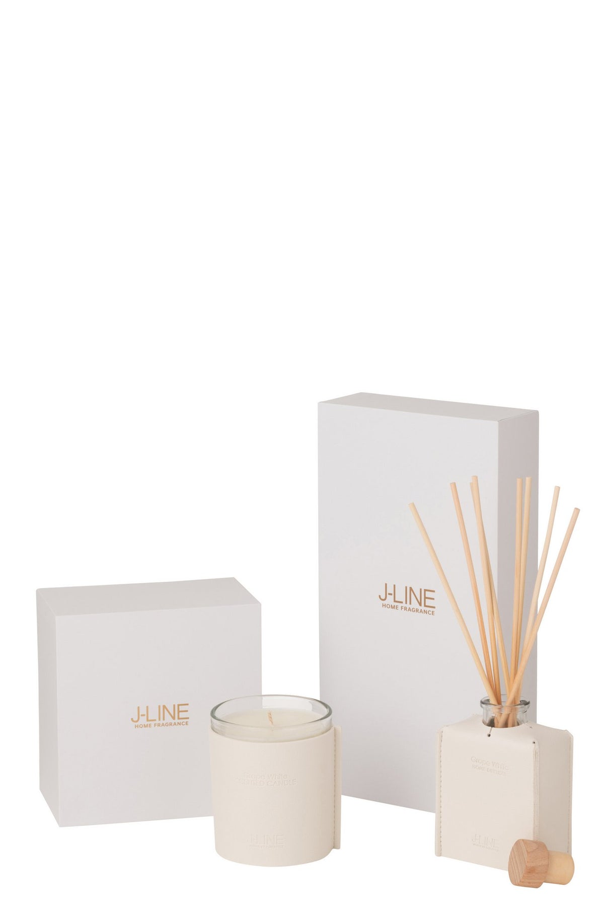 J-Line geurolie + stokjes - Grape White - leder - zwart - 100ml