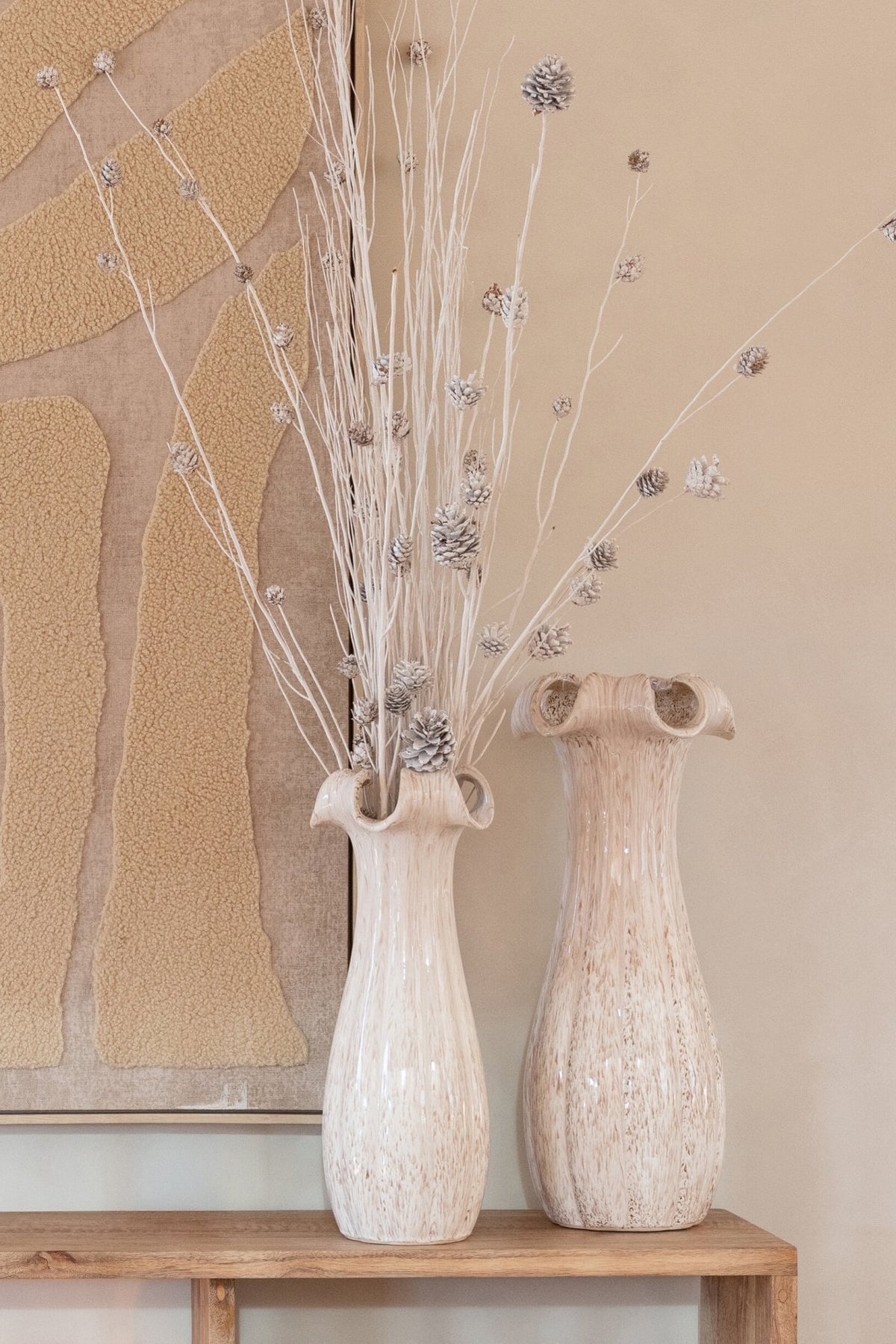 J-Line Vaas - klei/glazuur - lichtbeige - large