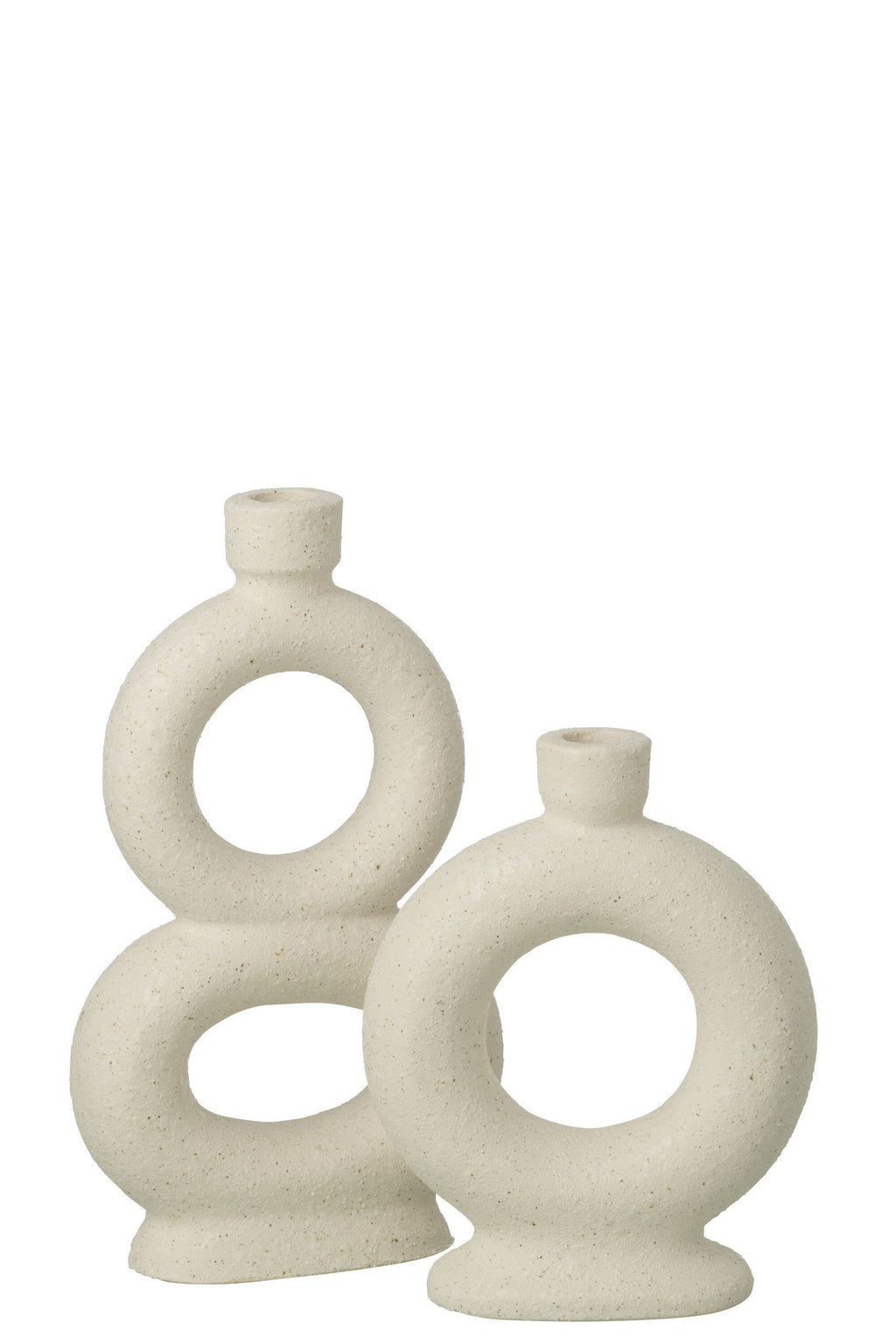 J-Line vaas Soliflore 2 Rings - steengoed - wit - L