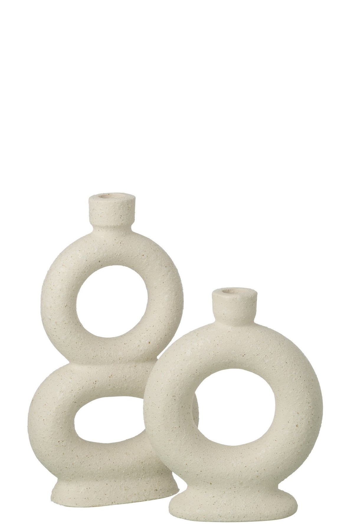 J-Line vaas Soliflore 2 Rings - steengoed - wit - L