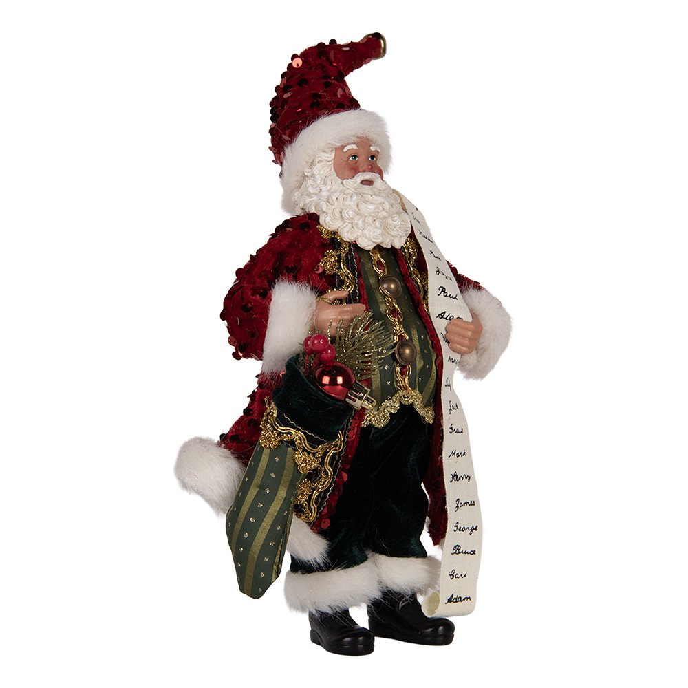 Kerstdecoratie Beeld Kerstman 16x8x28 cm Rood Textiel