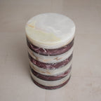 Salontafel rood marmer en witte onyx