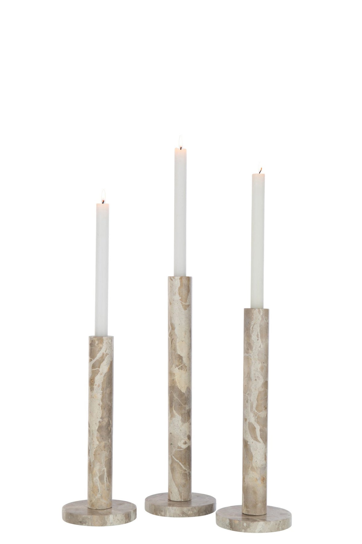 J-Line kaarshouder Marmer - steen - beige - set van 3