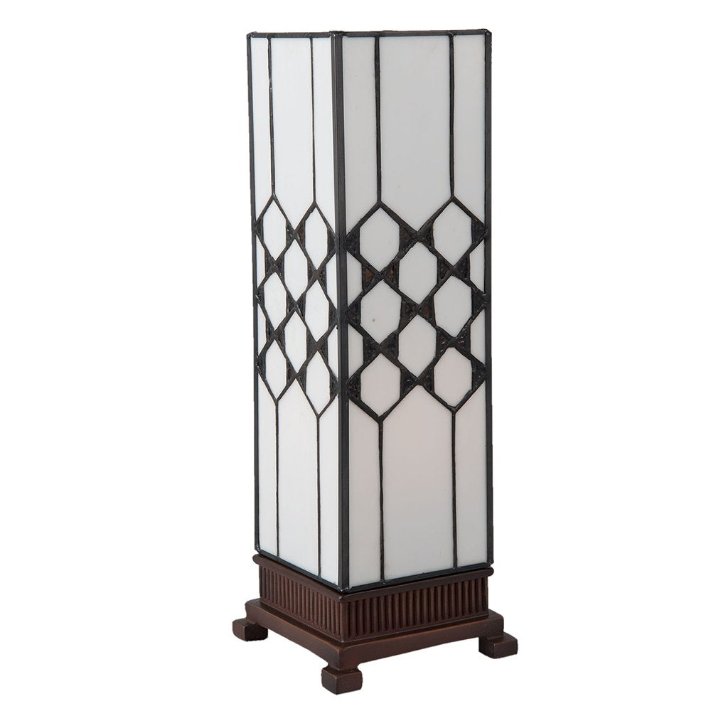 Tiffany Tafellamp 12x12x36 cm Wit Glas Tiffany Bureaulamp