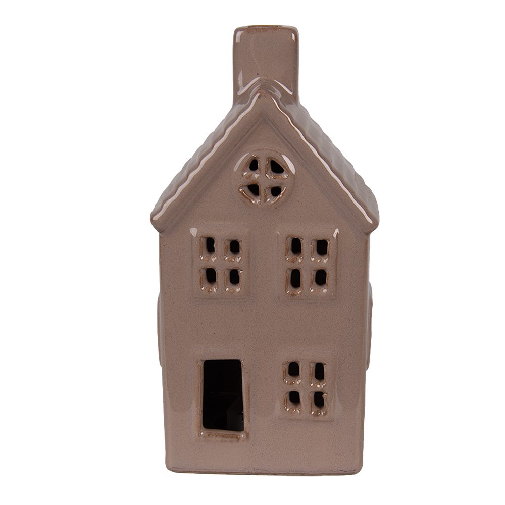 Decoratie Huis met LED 8x6x15 cm Bruin Keramiek