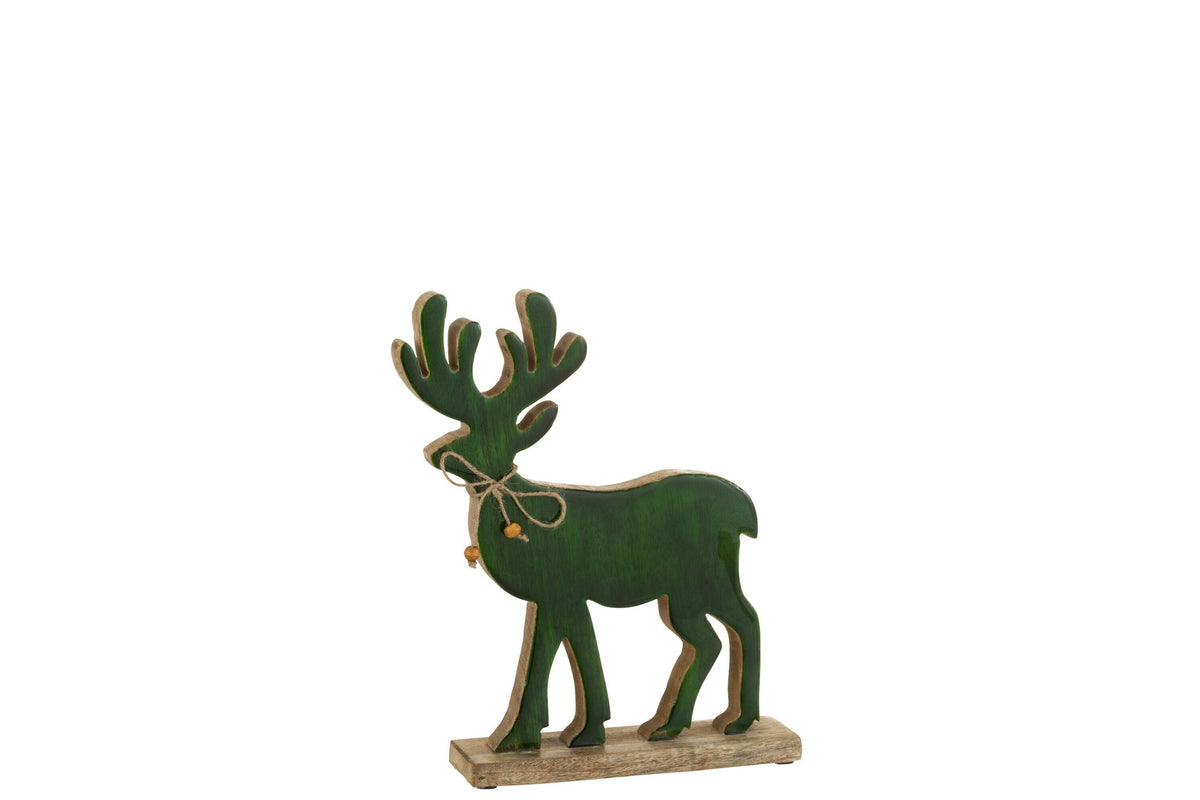 J-Line kerstfiguur Rendier - hout - groen - medium
