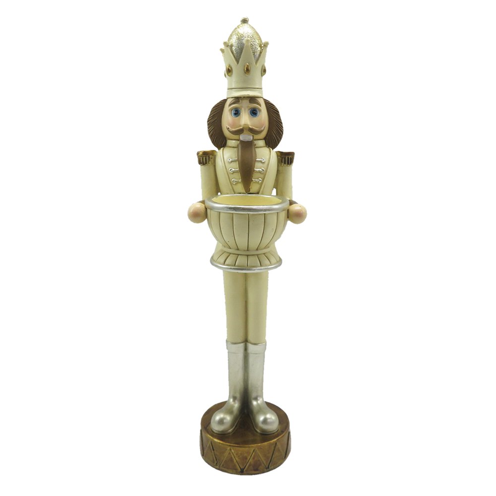Theelichthouder Notenkraker 30 cm Beige Bruin Kunststof Waxinelichthouder