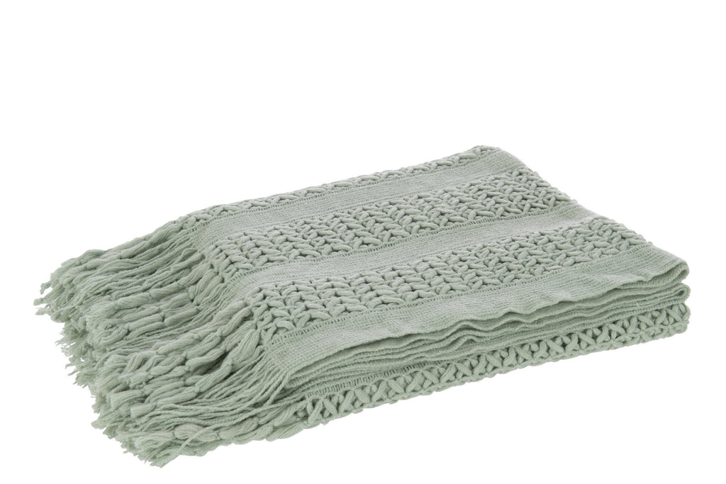 J-Line plaid gebreid - polyester - lichtgroen - 160 x 130 cm