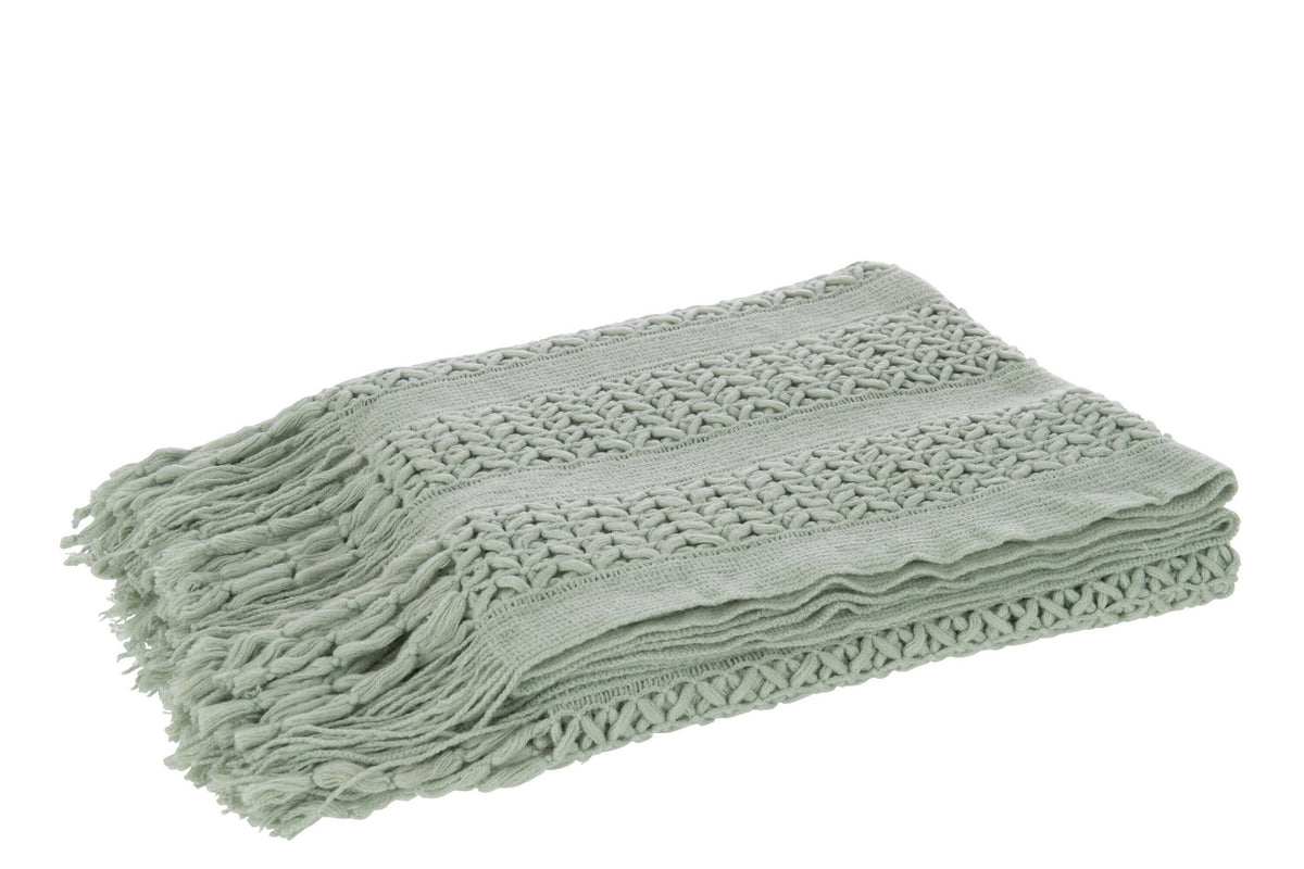 J-Line plaid gebreid - polyester - lichtgroen - 160 x 130 cm