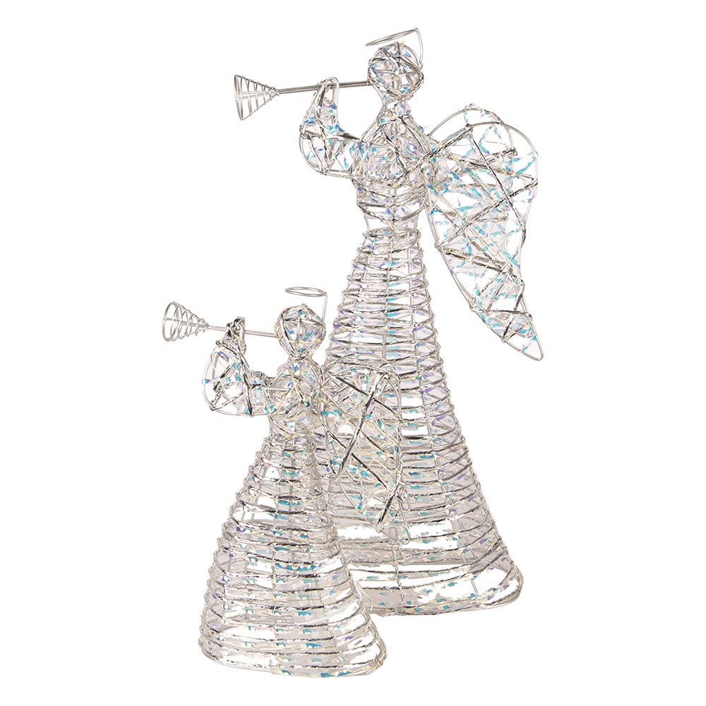 Kerstdecoratie met LED-verlichting Engel 22x8x30 cm / 3xAA Zilverkleurig Metaal