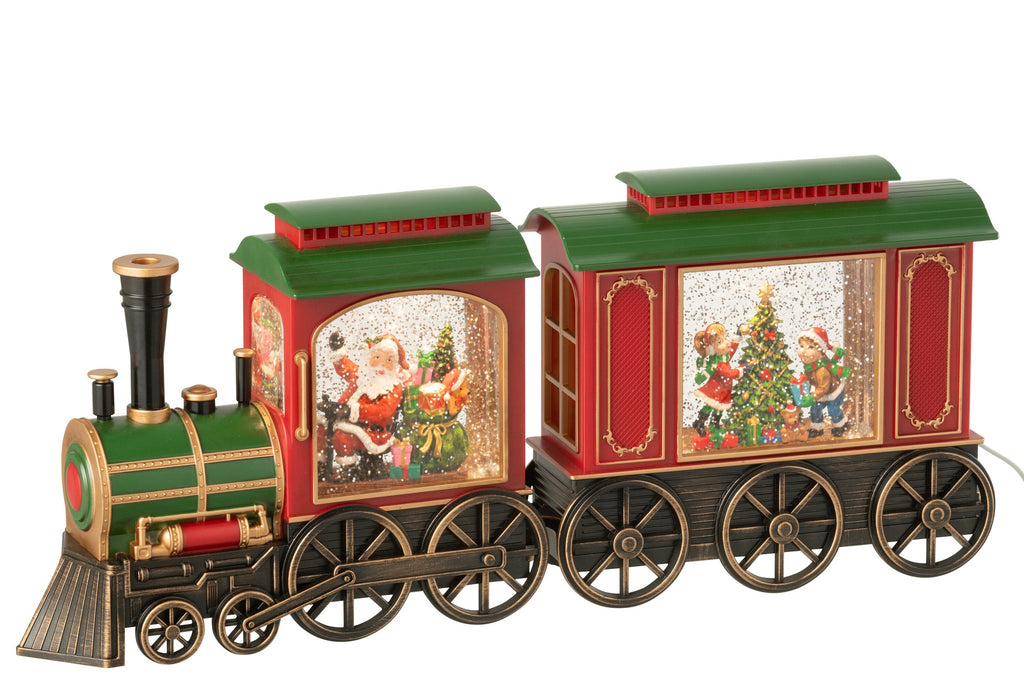 J-Line decoratie Trein + Muziek Kerstman - kunststof - mix - LED