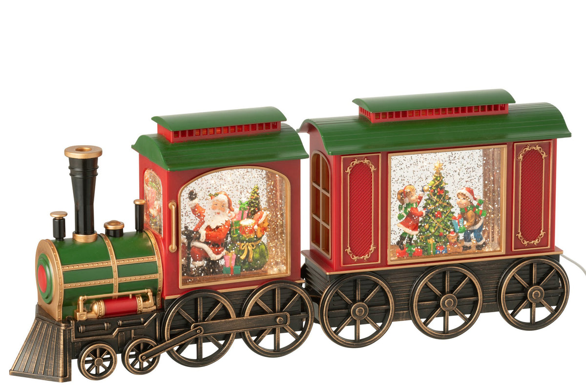 J-Line decoratie Trein + Muziek Kerstman - kunststof - mix - LED