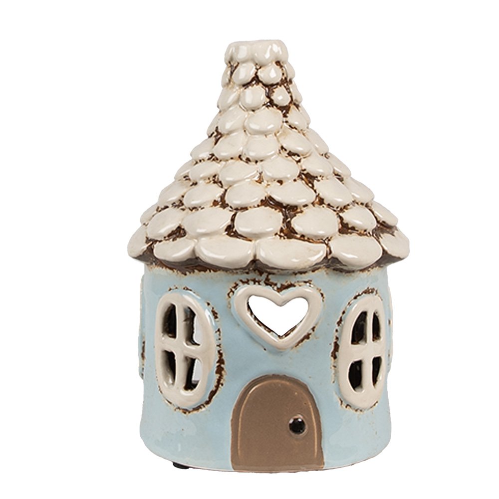 Waxinelichthouder Huis Ø 11x15 cm Blauw Keramiek Theelichthouder