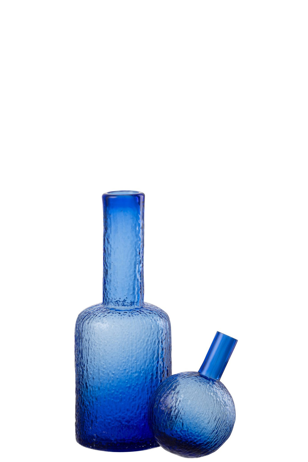J-Line decoratie Fles Reliëf - glas - transparant/blauw - S