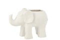 J-Line bloempot Olifant - keramiek - wit - Ø 21.5 cm