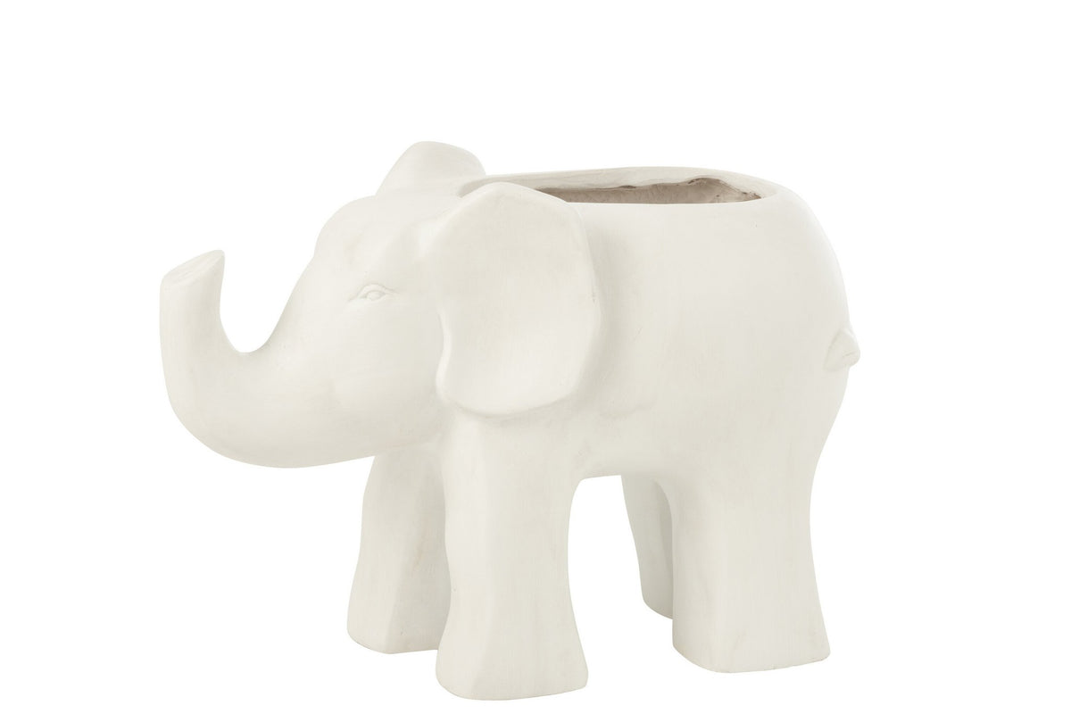 J-Line bloempot Olifant - keramiek - wit - Ø 21.5 cm