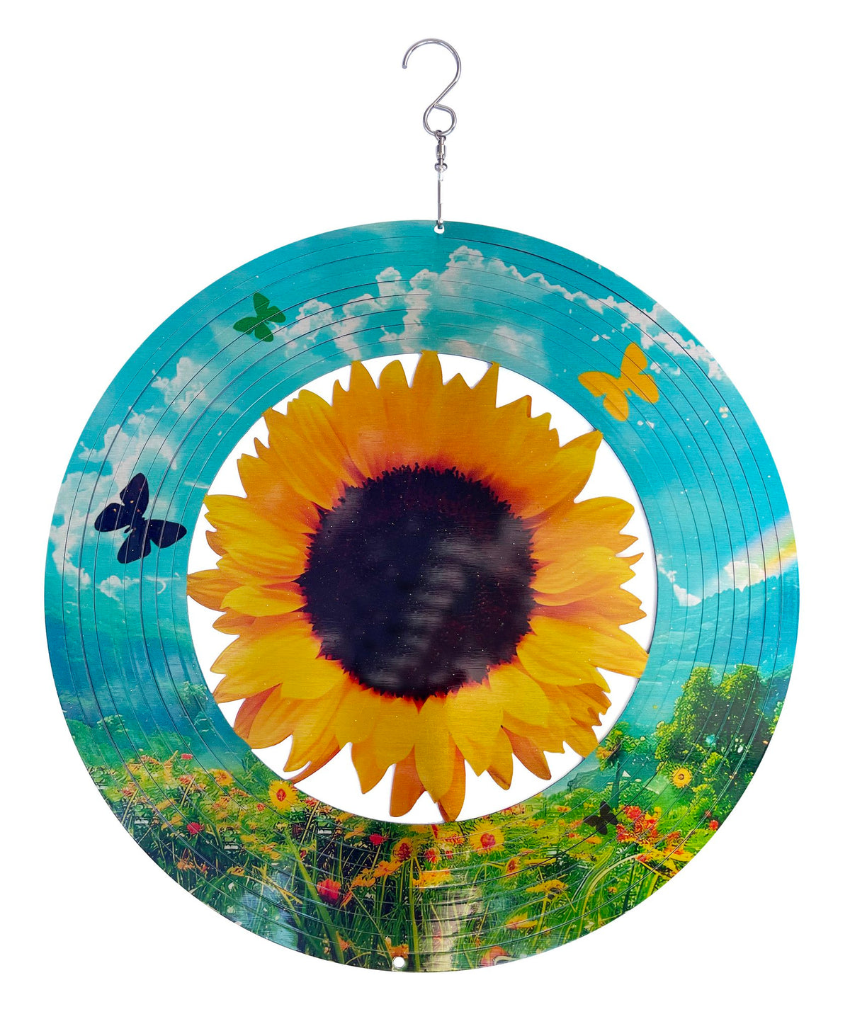 Windspinner, Spin Art, RVS, Zonnebloem/Sunflower ,12SUNFLOW, Geel, Ø30cm