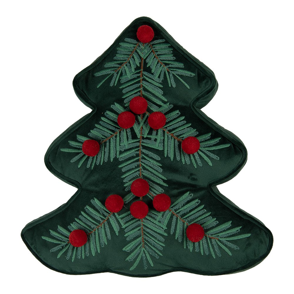 Sierkussen Kerstboom 36x40x4 cm Groen Polyester