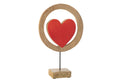 J-Line decoratie Hart Cirkel Op Voet - mangohout - rood - large