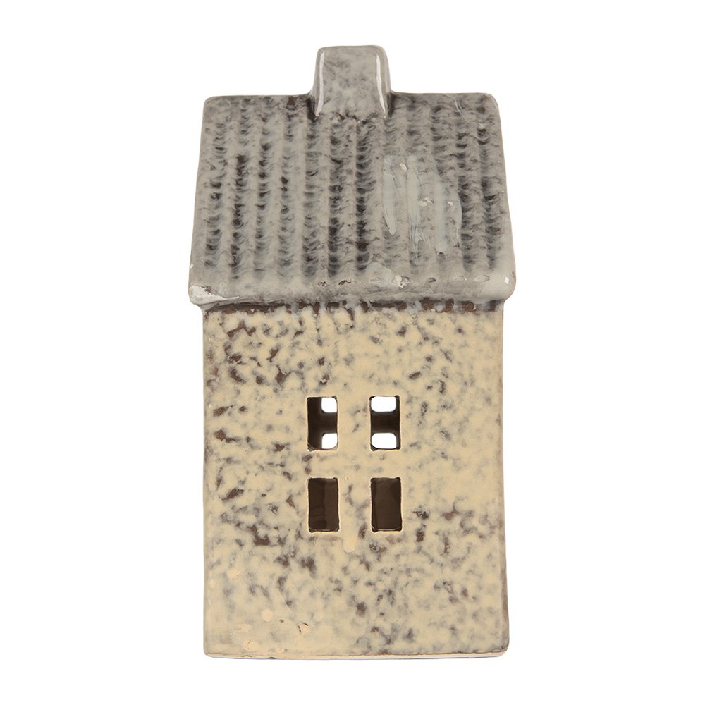 Waxinelichthouder Huis 13x8x15 cm Beige Keramiek