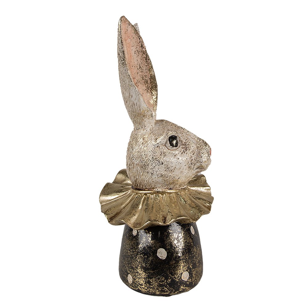 Beeld Konijn 23 cm Wit Goudkleurig Polyresin Paasdecoratie