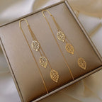 Oorbellen | Chain Leaf Dangle Tone Finish-motief | Goud