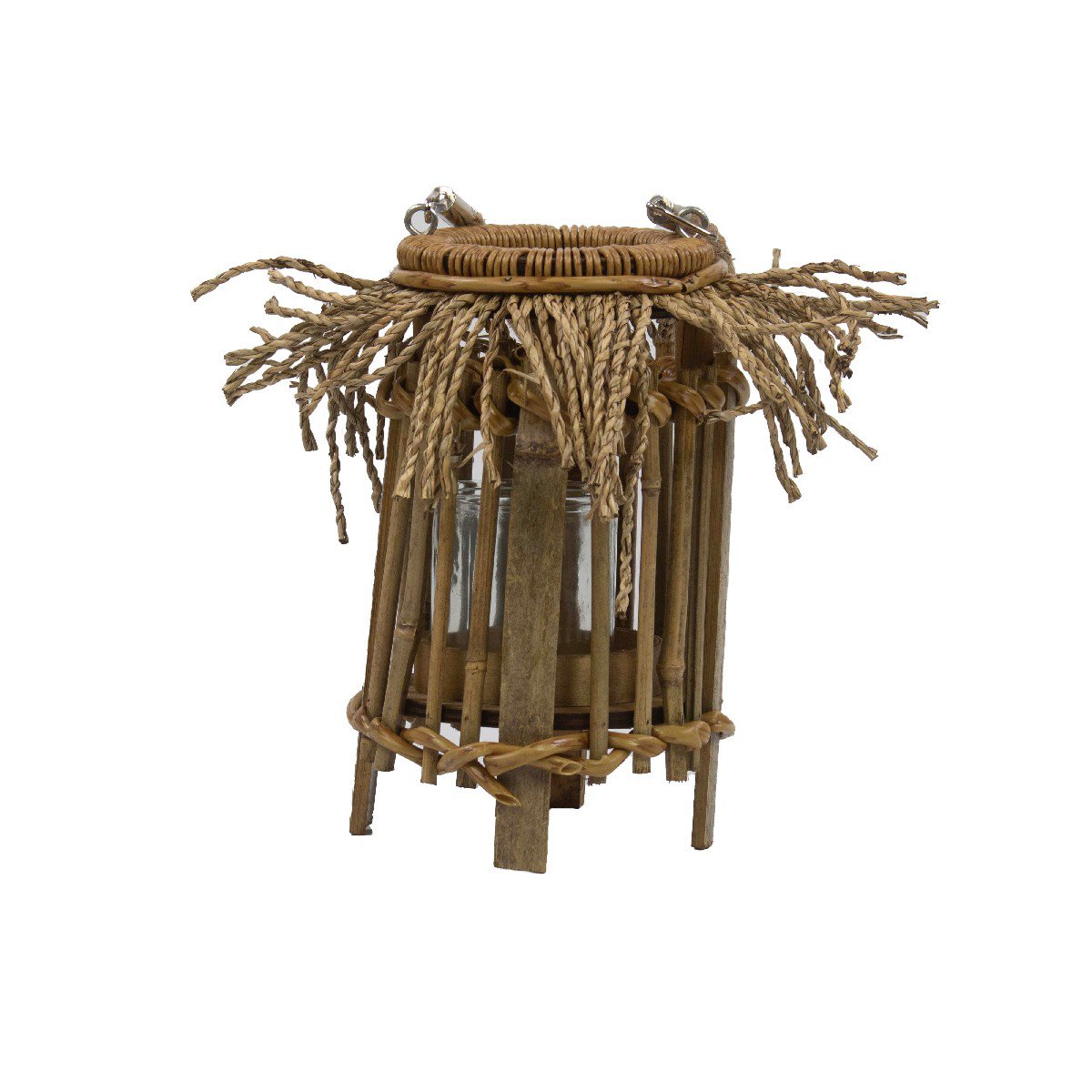Windlicht bamboe rafels 27cm