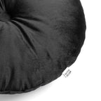 Dutch Decor Olly - Kussen Ø38 cm - Rond fluweel - Raaf - Zwart