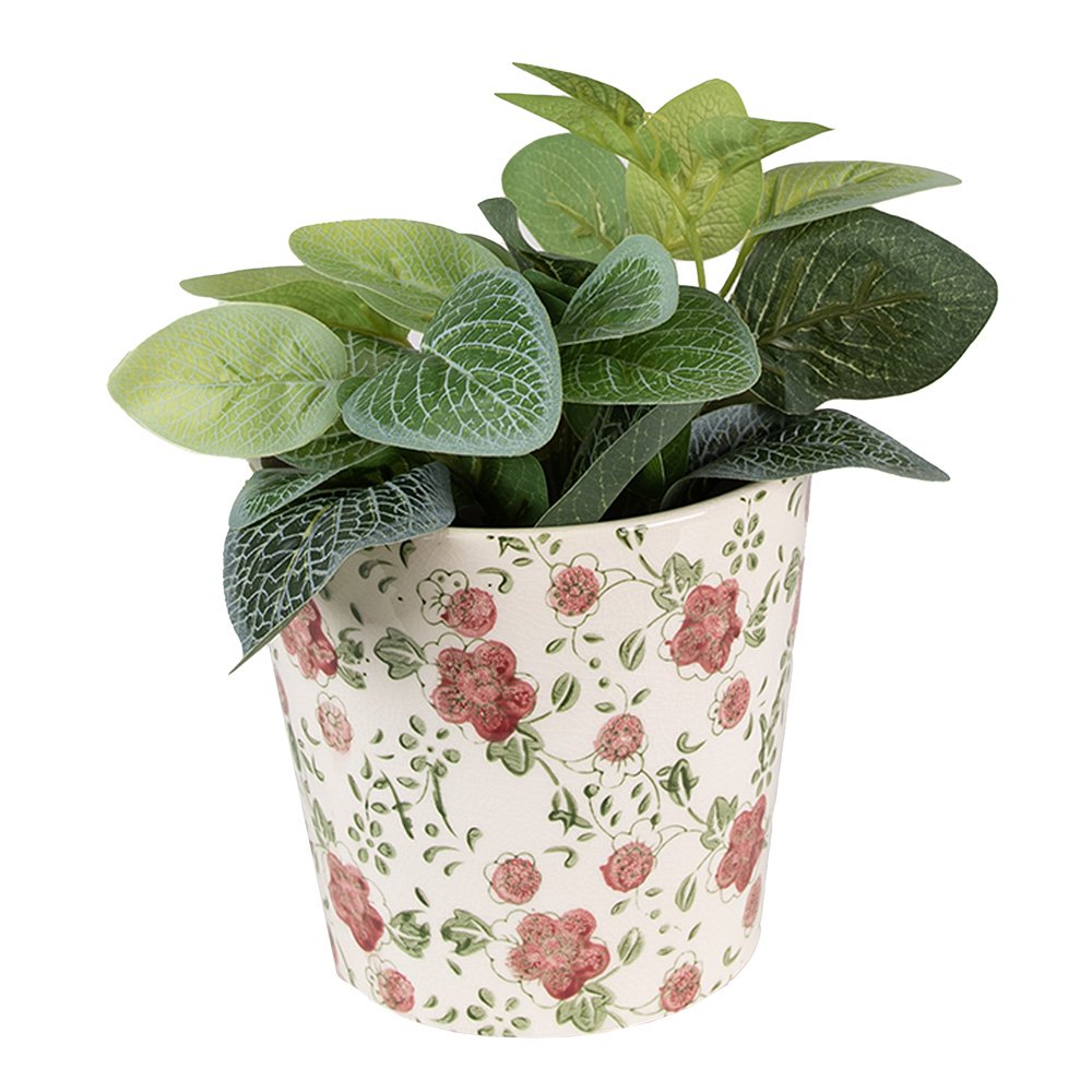 Bloempot Ø 14x13 cm Roze Beige Keramiek Bloemen Bloempot Binnen