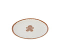 J-Line bord Cookie Rond Dolomiet - keramiek - bruin/wit