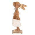 Beeld Konijn 18x6x40 cm Bruin Wit Hout