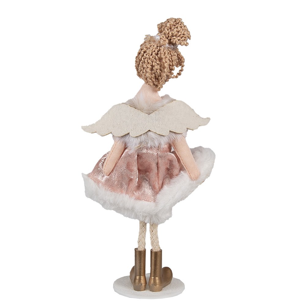 Decoratie Beeld Engel 18 cm Roze Katoen